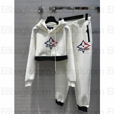 LV Snowflake Jogging Pants and sweatshirt white 2023
