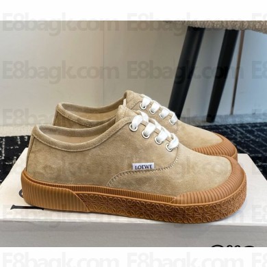 LOEWE Terra Vulca Lace-Up Suede/cotton upper Sneakers beige 2024