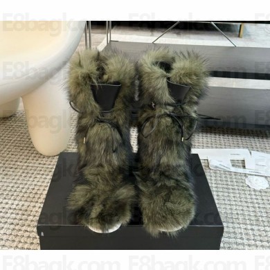 Chanel shearling snow high boots in green 2024