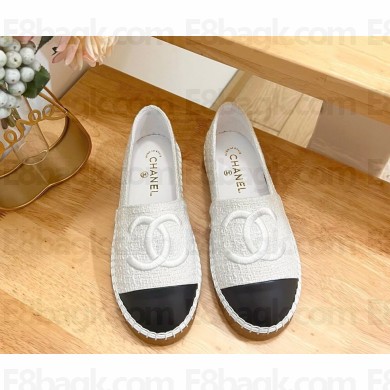 Chanel Iridescent Wool Tweed & Lambskin G46060 white 2025
