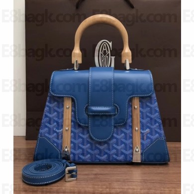 Goyard Wooden Handle Saigon PM Tote Bag Blue