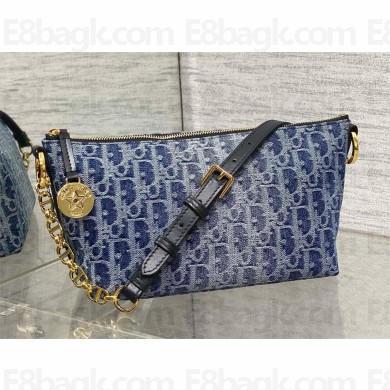 DIOR Diorstar Hobo Bag with Chain IN Blue Denim Oblique Jacquard 2024
