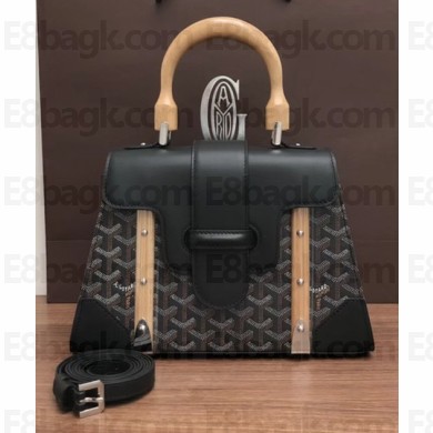 Goyard Wooden Handle Saigon PM Tote Bag Black 
