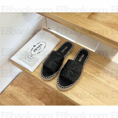 prada nappa leather espadrille slides black 2022