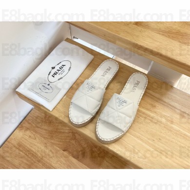 prada nappa leather espadrille slides white 2022