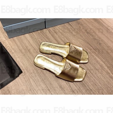 prada saffiano leather slides gold 2022