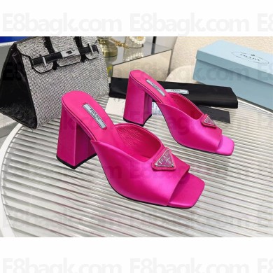 prada High-heeled satin slides fuchsia 2022