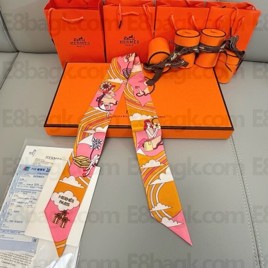 Hermes Twilly Silk Scarf 5x86cm 250305 45 2025