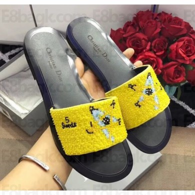 Dior Tarot Mules In "Swords" Embroidered Fabric With Beads 2018