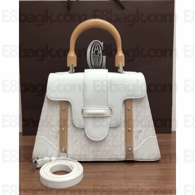 Goyard Wooden Handle Saigon PM Tote Bag White