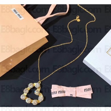 Miu Miu Heart Crystal Necklace 2019