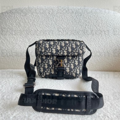 dior Beige and Black Dior Oblique Jacquard  Explorer Pouch with Strap 2022