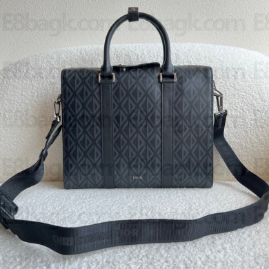 dior Black CD Diamond Canvas and Smooth Calfskin  Lingot Briefcase 2022