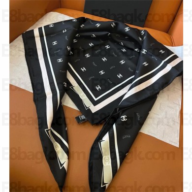 CHANEL CC PRINTED 90 Square Scarf BLACK 2025