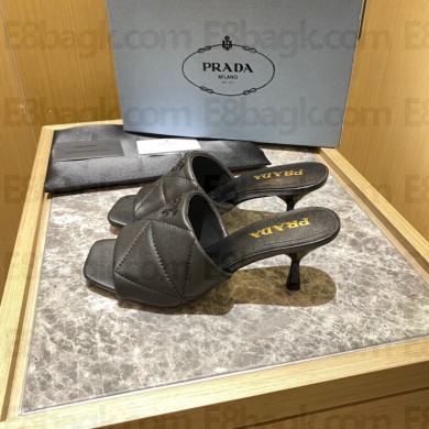 prada Quilted nappa leather slim heeled sandals black 2022