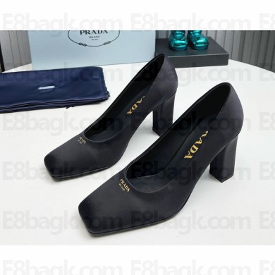 Prada satin pumps black heel 9cm 1129-2024