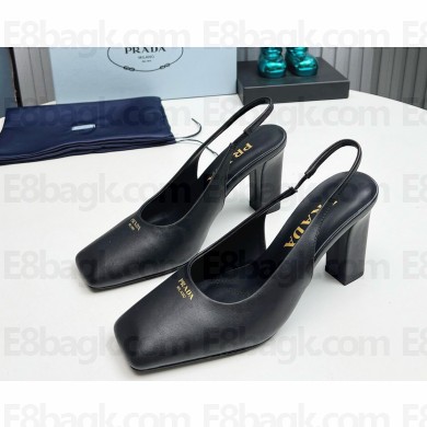 Prada sheepskin slingback pumps black heel 9cm 1129-2024