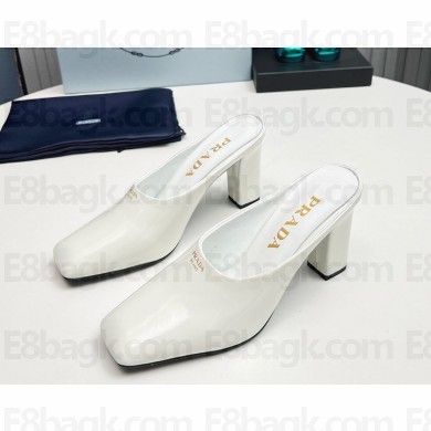 Prada Patent leather mules white heel 9cm 1129-2024
