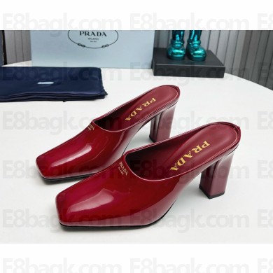 Prada Patent leather mules burgundy heel 9cm 1129-2024