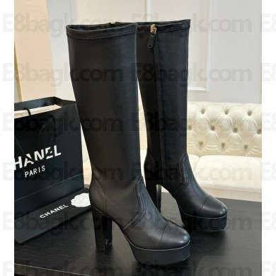 Chanel High Boots Stretch Lambskin & Lambskin Black G46051 heel 11.5cm 2024