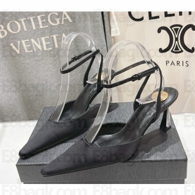 Saint Laurent Aimée 75 satin slingback pumps black 2024