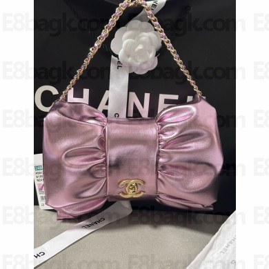 Chanel Bow Clutch in Metallic Lambskin AS5129 pink 2024