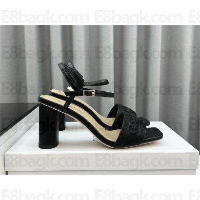 Dior heel 9cm black Embroidered Satin and Lambskin dway sandals 2024