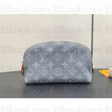 LOUIS VUITTON Monogram Denim cotton Cosmetic Pouch PM M13751 GRAY 2025