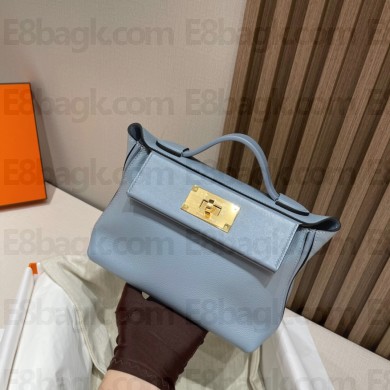 HERMES 24/24 MINI KELLY BAG IN evercolor/swift LEATHER blue(full handmade)