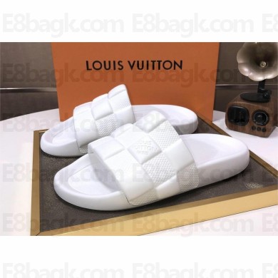 Louis Vuitton men's Waterfront Mule in Maxi Damier rubber white2023