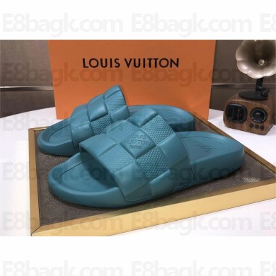 Louis Vuitton men's Waterfront Mule in Maxi Damier rubber blue 2023