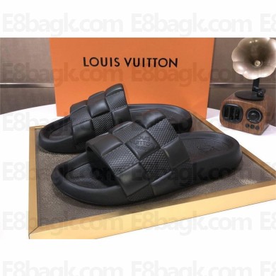 Louis Vuitton men's Waterfront Mule in Maxi Damier rubber black 2023