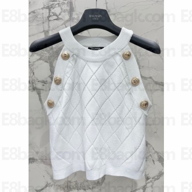 BALMAIN Knit crop top white 2023