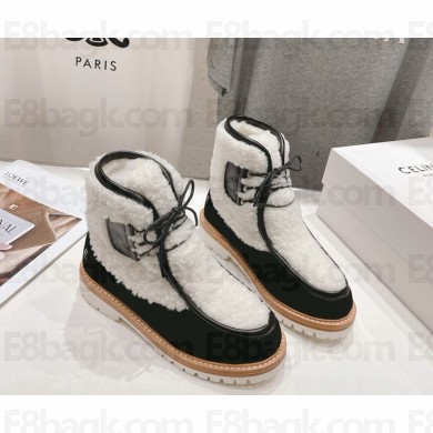 Celine Margaret lace-up fur boot with shearling in black 1118-2024