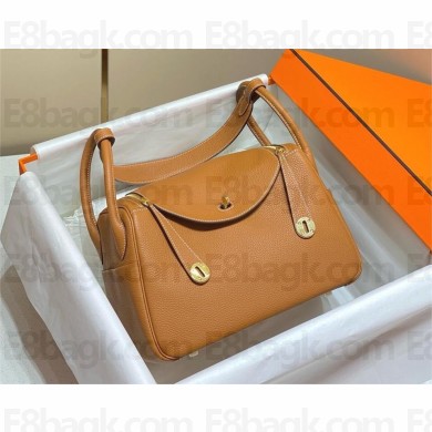 Hermes Lindy 26/30 in togo Leather Bag golden brown 2025