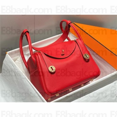 Hermes Lindy 26/30 in togo Leather Bag red 2025