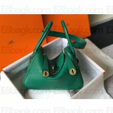 Hermes Lindy 26/30 in togo Leather Bag VERT EMERAUDE 2025