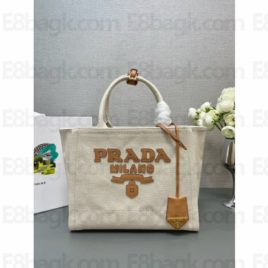 PRADA SMALL linen blend tote bag 1BG474 Natural 2024