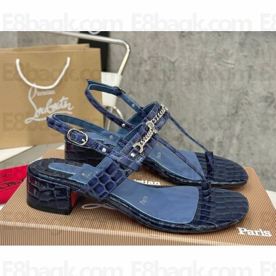 Christian Louboutin Alligator Pattern calfskin sandals blue 2024