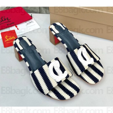 Christian Louboutin timeless CL slippers in striped fabric Blue 2024