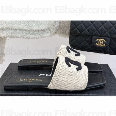 Chanel knit flat mules CC logo black 2025