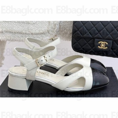 Chanel lambskin & patent sandals black/white 2025