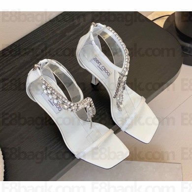 Jimmy choo Verity Sandal 100 white Vintage Metallic Leather Sandals 2025