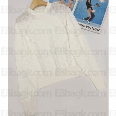 Louis Vuitton 1AGJHG Monogram Pointelle Cotton Pullover white 2025