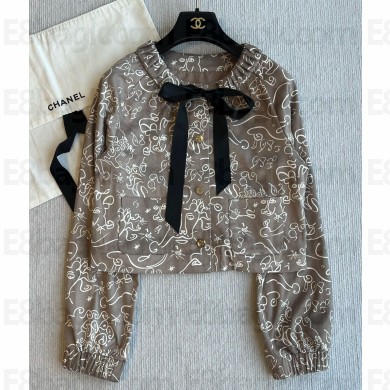 Chanel Jacket Lambskin grey,white,black P78800 2025