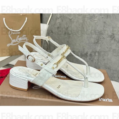 Christian Louboutin Alligator Pattern calfskin sandals white 2024