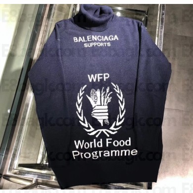 Balenciaga Supports World Food Programme Turtleneck Sweater Dark Blue 2018