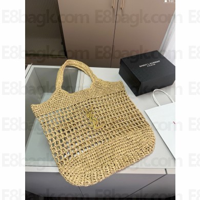 Saint Laurent ICARE RAFFIA SHOPPING TOTE 2024