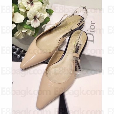 Dior J'Adior Ballet Clear Slingback Pumps Shoe in Patent Leather Apricot 2018