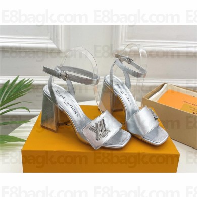 Louis Vuitton heel 8.5cm shake Sandals in calf leather silver 2023
